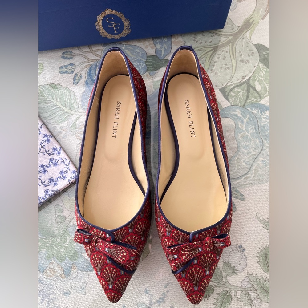 Sarah Flint Natalie Red Vienna Jacquard Flats